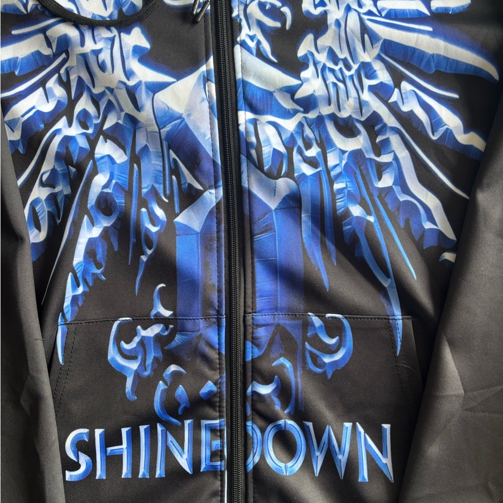 Shinedown Zip-Up Hoodie with Blue Graphic - Picture 1 of 5